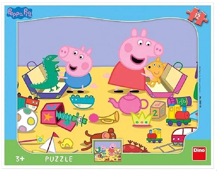 Puzzle Dino Peppa Pig sa hrá 12 doskové tvary puzzle