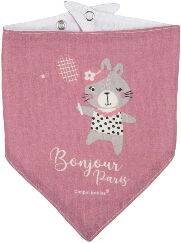 Podbradník Canpol babies mušelínový slintáčik Bonjour Paris ružový, 2 ks