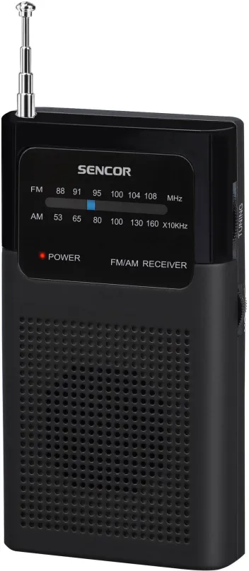 Rádio Sencor SRD 1100 B, klasické, prenosné, AM a FM tuner, výkon 0,3 W, výstup 3,5 mm Jac
