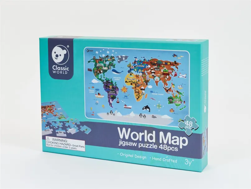Puzzle Teddies Puzzle Mapa Sveta 48 dielikov