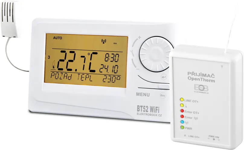Chytrý termostat Elektrobock BT52 WIFI, bezdrôtový, digitálny, s Open Therm komunikáciou O