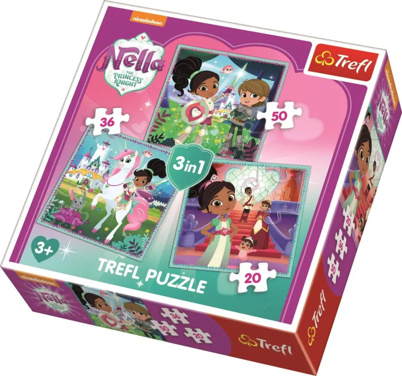 Puzzle Trefl Puzzle Nella, princezná rytierov a jej svet 3v1 (20,36,50 dielikov)