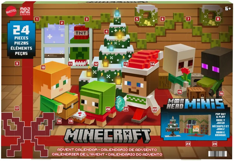 Adventný kalendár Minecraft Mini Mob Head adventný kalendár 2023