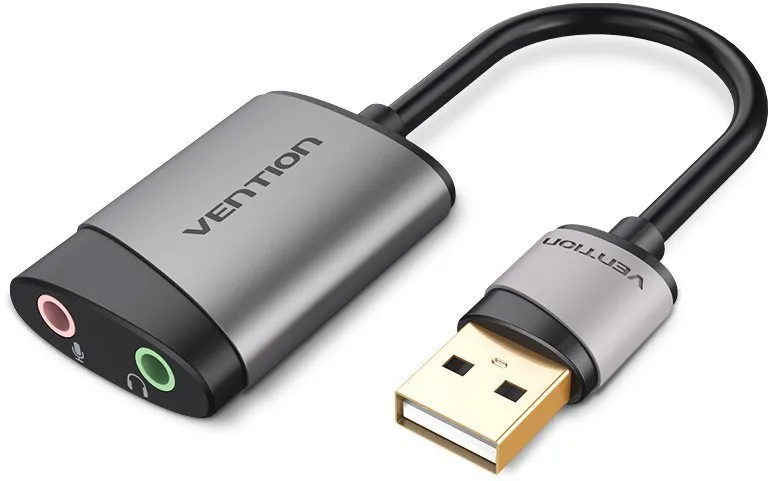 Zvuková karta Vention USB External Sound Card 0.15 Gray Metal Type (OMTP-CTIA)