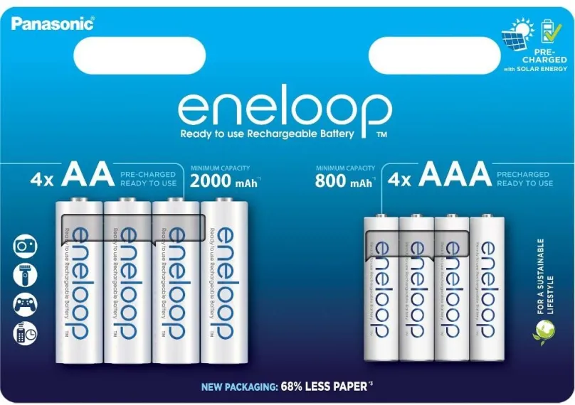 Nabíjacie batérie Panasonic eneloop HR6 2000mAh + HR03 800mAh 8BP N