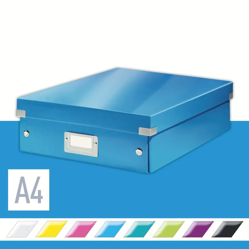 Archivačná krabica LEITZ WOW Click & Store A4 28.1 x 10 x 37 cm, modrá