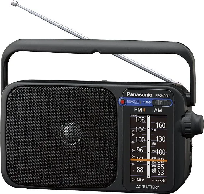 Rádio Panasonic RF-2400DEG-K, klasické, prenosné, AM a FM tuner, výstup 3,5 mm Jack, batér