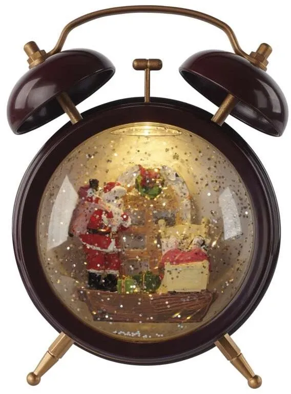 Dekoratívne osvetlenie EMOS LED dekorácia – vianočné snežítko budík, 19 cm, 3x AA, vnútorná, teplá biela, časovač