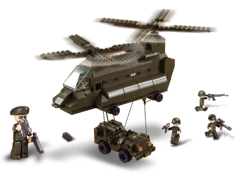 Sluban stavebnice Prepravné vrtuľník, 370 dielikov (kompatibilný s LEGO)