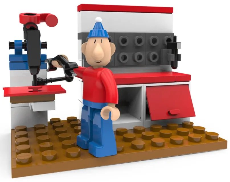 Sluban stavebnice Pat & Mat série At the Workbench, 45 dielikov (kompatibilný s LEGO)