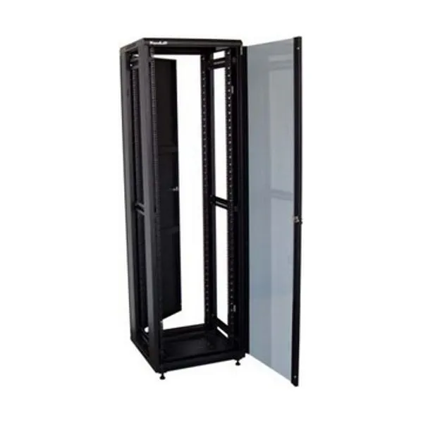 XtendLan 47U/600x800 stojanový, čierny, sklenené dvere, plný chrbát