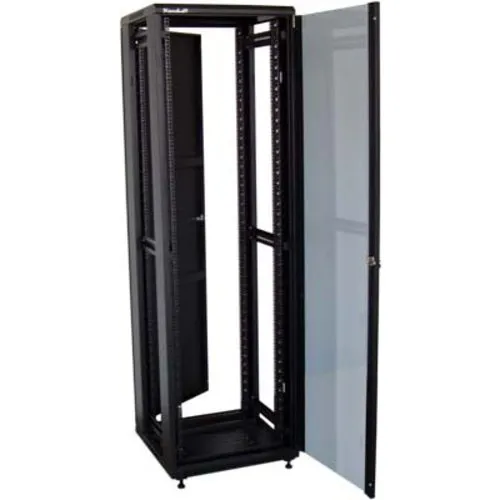 XtendLan 42U/800x800 stojanový, čierny, sklenené dvere, plný chrbát
