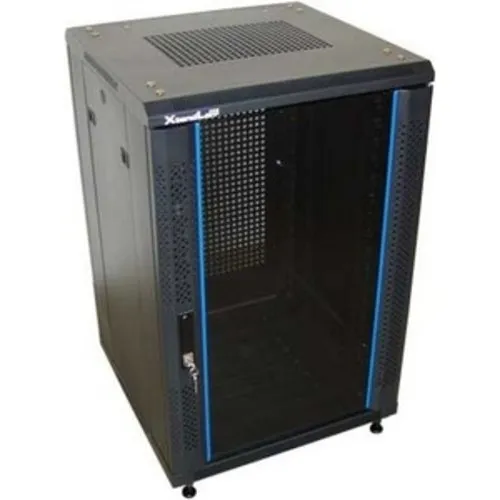 XtendLan 18U/800x1000 stojanový, čierny, sklenené dvere, perforovaný chrbát