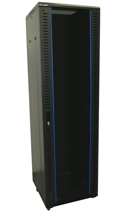 XtendLan 42U/600x800 stojanový, čierny, sklenené dvere, plný chrbát