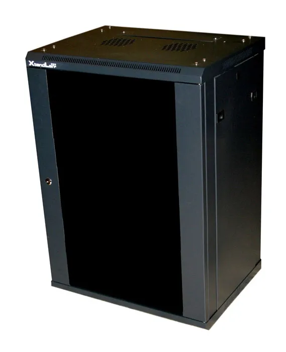 XtendLan 12U/600x450, na stenu, jednodielny, rozložený, sklenené dvere, čierny