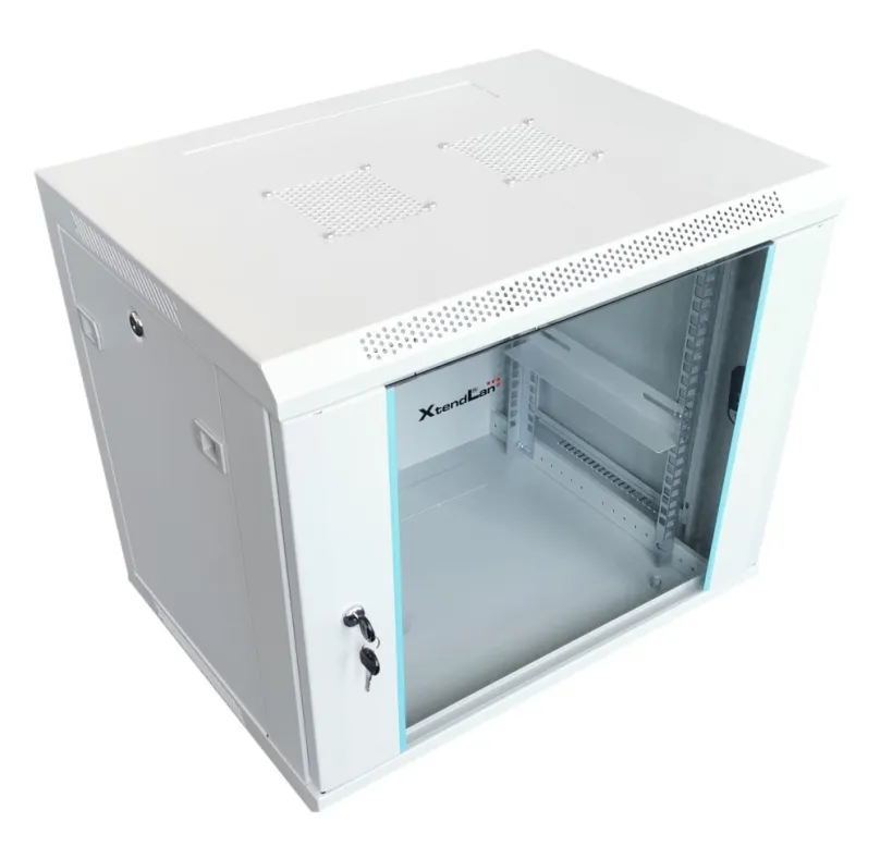XtendLan 12U/600x450, na stenu, jednodielny, rozložený, sklenené dvere, sivý