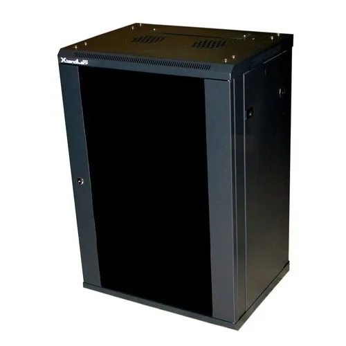 XtendLan 12U/600x450, na stenu, jednodielny, sklenené dvere čierny