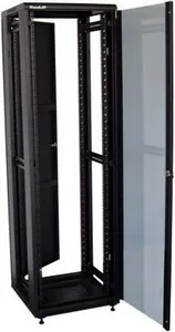 XtendLan 32U/600x600 stojanový, čierny, sklenené dvere, plný chrbát