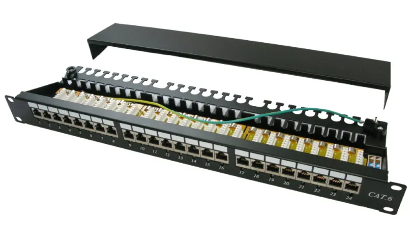 XtendLan Patch panel 19", 24 portov, tienený, C6, dual, 2xAu, s LED vyhľadávaním