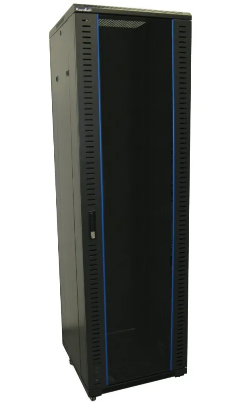 XtendLan 42U/600x800 stojanový, čierny, sklenené dvere, plný chrbát, zložený