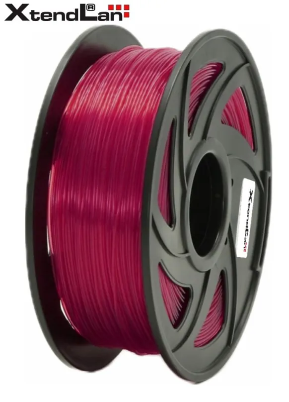 XtendLAN PETG filament 1,75mm priehľadný červený 1kg