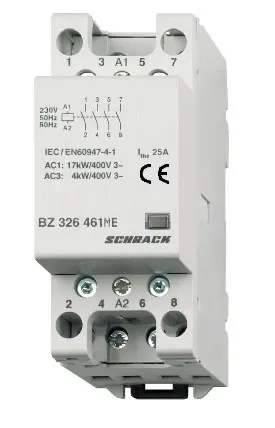 SCHRACK Inštalačný stýkač AMPARO 25 A, 4Z (4NO) kontakty, 230 V AC