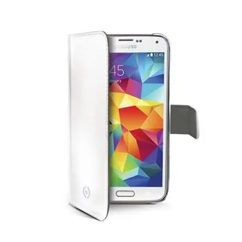 Púzdro typu kniha CELLY Wally pre Samsung Galaxy S5 mini, PU kože, biele