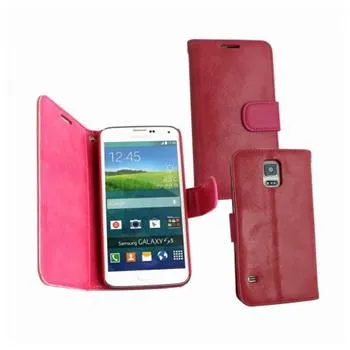 Kožené puzdro typu kniha OZBO TWIN pre Samsung Galaxy S5 / S5 Neo, červeno-ružové