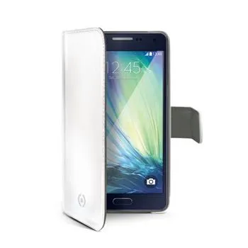 Púzdro typu kniha CELLY Wally pre Samsung Galaxy A3, PU kože, biele