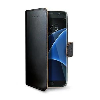 Púzdro typu kniha CELLY Wally pre Samsung Galaxy S7 Edge, PU kože, čierne