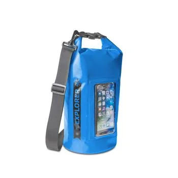 Vodeodolný vak CELLY Explorer 5L s vreckom na telefón do 6,2 ", modrý