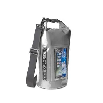 Vodeodolný vak CELLY Explorer 5L s vreckom na telefón do 6,2 ", šedý
