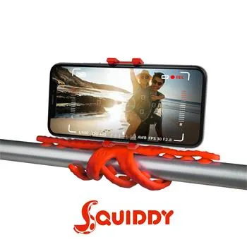 Flexibilný držiak s prísavkami CELLY Squiddy pre telefóny do 6,2 ", červený