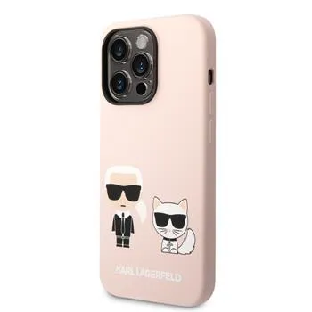 Karl Lagerfeld MagSafe Kompatibilný Kryt Liquid Silicone Karl and Choupette pre iPhone 14 Pre Max Pink