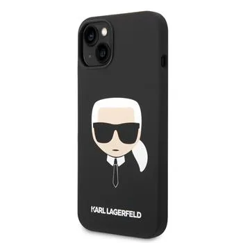 Karl Lagerfeld Liquid Silicone Karl Head Zadný Kryt pre iPhone 14 Plus Black