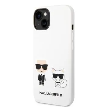 Karl Lagerfeld and Choupette Liquid Silicone Zadný Kryt pre iPhone 14 Plus White