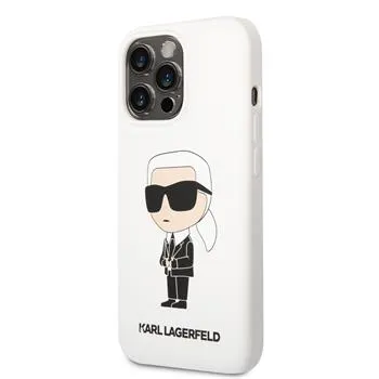 Karl Lagerfeld Liquid Silicone Ikonik NFT Zadný Kryt pre iPhone 13 Pre White