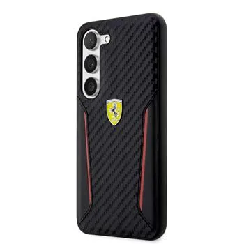 Ferrari PU Carbon Zadný Kryt pre Samsung Galaxy S23+ Black