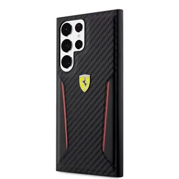 Ferrari PU Carbon Zadný Kryt pre Samsung Galaxy S23 Ultra Black