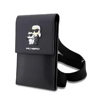 Taška na telefon Karl Lagerfeld Saffiano Metal Logo NFT Black