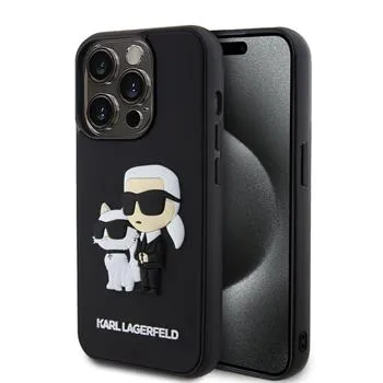 Karl Lagerfeld 3D Rubber Karl and Choupette Zadný Kryt pre iPhone 13 Pro Black