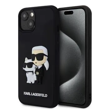 Karl Lagerfeld 3D Rubber Karl and Choupette Zadný Kryt pre iPhone 14 Black