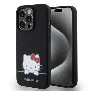 Hello Kitty Liquid Silicone Daydreaming Logo Zadný Kryt pre iPhone 15 Pre Black