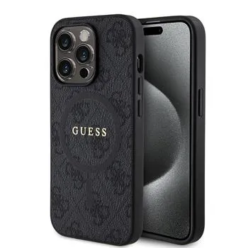 Guess PU Leather 4G Colored Ring MagSafe Zadný Kryt pre iPhone 14 Pro Black