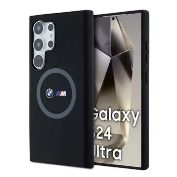 BMW M Printed Round and Logo Magsafe Silikónový Kryt pre Samsung Galaxy S24 Ultra Black