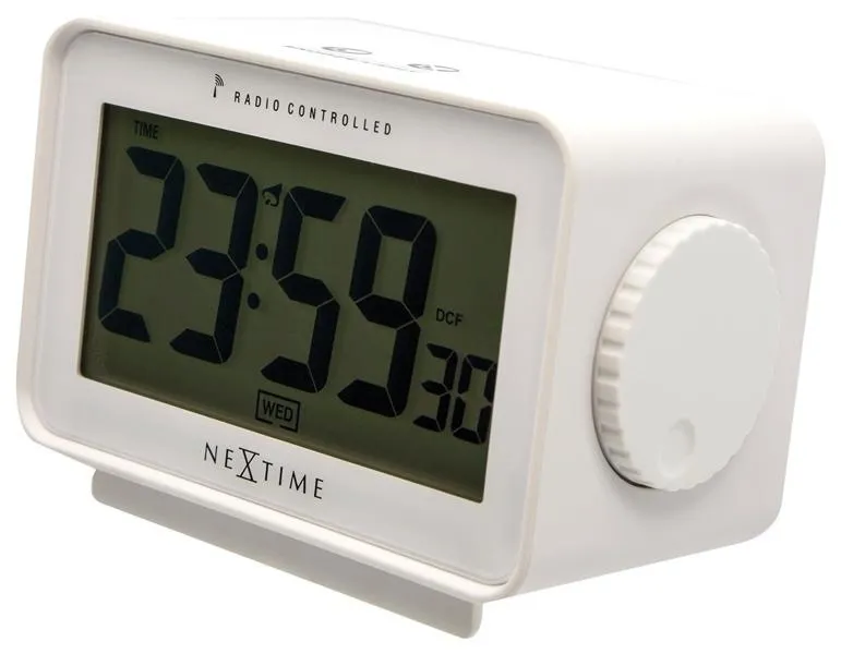 Dizajnové stolové digitálne hodiny riadené signálom DCF 5202wi Nextime Easy Alarm 13cm