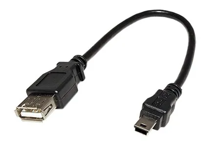 Kábel OEM USB 2.0 redukčný 0.2m A-miniB, čierny (black)