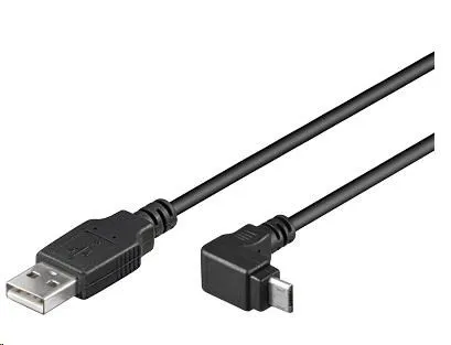 PremiumCord Kábel USB 2.0 A-Micro B prepojovací uhlový 90st. 2m (čierny)