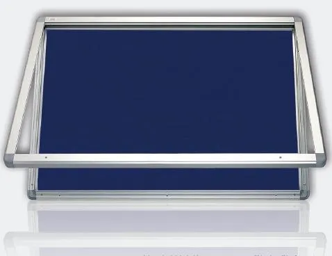 Vonkajšia vitrína s horizontálnym otváraním, výplň modrý filc, 75 x 70 cm