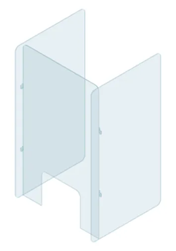 2x3 Ochranná plexi zástena na stôl s bočnicami